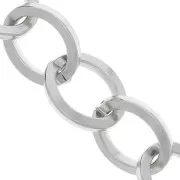 18.5mm Aluminium cable mesh chain - open links - Rhodium Tone x50cm