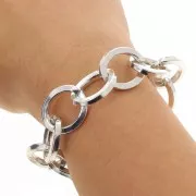 18.5mm Aluminium cable mesh chain - open links - Rhodium Tone x50cm