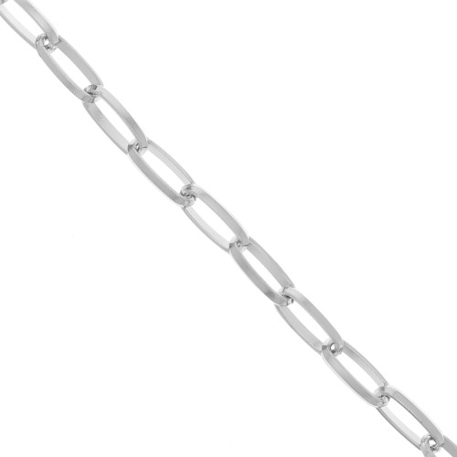 10.3mm Aluminium Rectangle mesh chain - open links - Rhodium Tone x1m