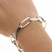 10.3mm Aluminium Rectangle mesh chain - open links - Rhodium Tone x1m