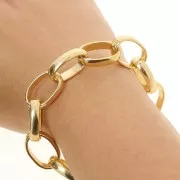15mm Aluminium oval Belcher chain - open links - Gold Tone x50cmcm