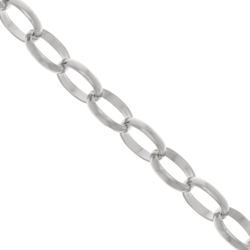 15mm Aluminium oval Belcher chain - open links - Rhodium x50cm