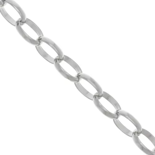 15mm Aluminium oval Belcher chain - open links - Rhodium x50cm