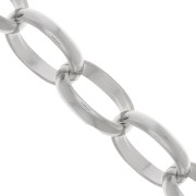 15mm Aluminium Jaseron oval mesh chain - open links - Rhodium x50cm