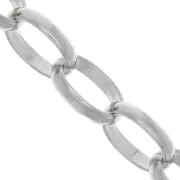 15mm Aluminium Jaseron oval mesh chain - open links - Rhodium x50cm