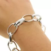 15mm Aluminium Jaseron oval mesh chain - open links - Rhodium x50cm