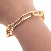 10mm Aluminium Rectangle flat filed open links chain - Gold Tone x50cm