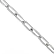 10mm Aluminium Rectangle flat filed open links chain - Rhodium Tone x50cm