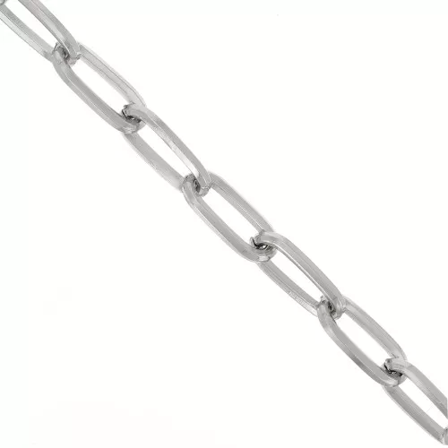10mm Aluminium Rectangle flat filed open links chain - Rhodium Tone x50cm