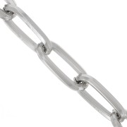 10mm Aluminium Rectangle flat filed open links chain - Rhodium Tone x50cm