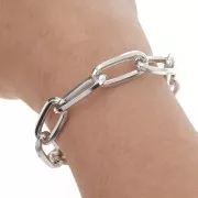 10mm Aluminium Rectangle flat filed open links chain - Rhodium Tone x50cm