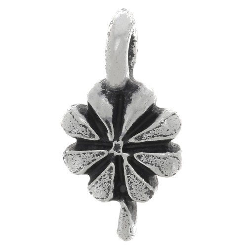 12.5x7mm Flower charm - Antique Silver x1