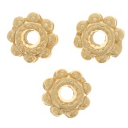 6mm Worked beads - Flower shape - Gold plated x6