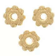 6mm Worked beads - Flower shape - Gold plated x6