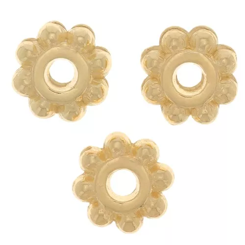 6mm Flower effect beads - Fine Gold plated x5