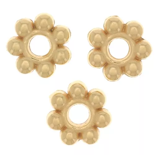 6mm Flower beads - Fine Gold plated x10