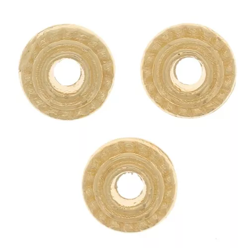 5mm Worked and grooved rondelle beads - Fine Gold plated x6