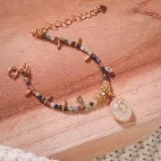 5mm Worked and grooved rondelle beads - Fine Gold plated x6