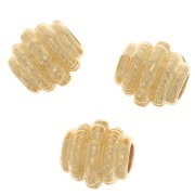 6x7mm Flattened round tube beads - Gold plated x5|raw }}