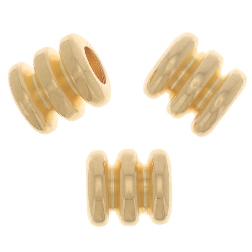 5x5mm Worked tube beads - Fine Gold Plated x5