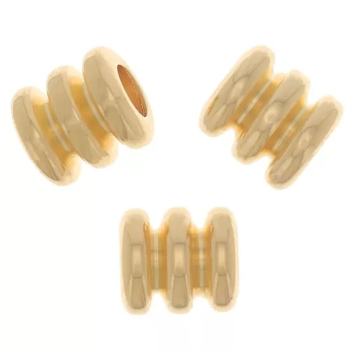 5x5mm Worked tube beads - Fine Gold Plated x5