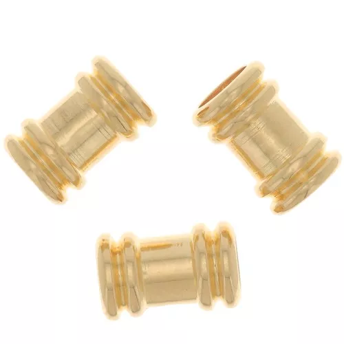 9x6mm Worked tube beads - Fine Gold Plated x5