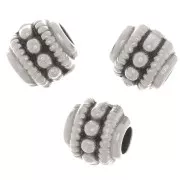 6x7mm Flattened round tube beads - Antique silver plating x5