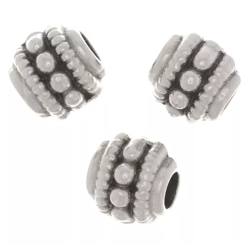 6x7mm Flattened round tube beads - Antique silver plating x5