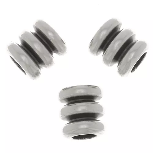 5x5mm Worked tube beads - Antique fine silver plating x5