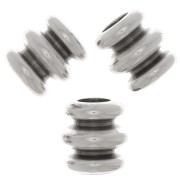 6x6mm Worked tube beads - Antique silver plating x6