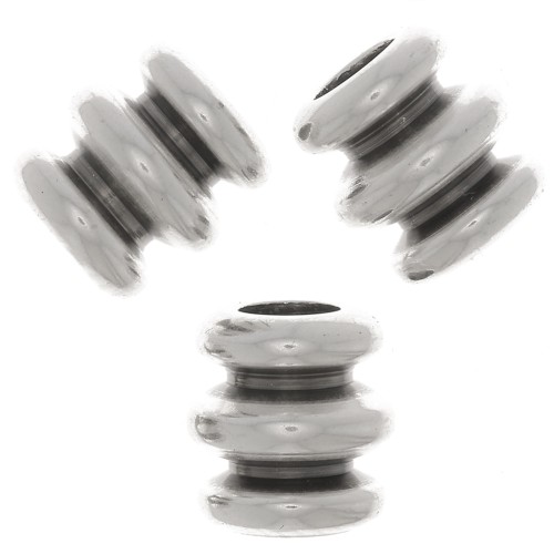 6x6mm Worked tube beads - Antique silver plating x6