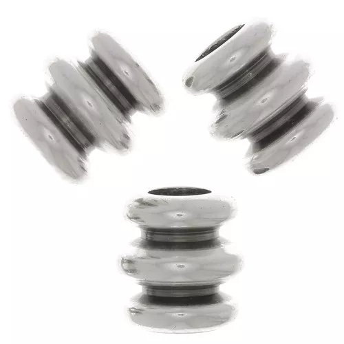 6x6mm Worked tube beads - Antique silver plating x6