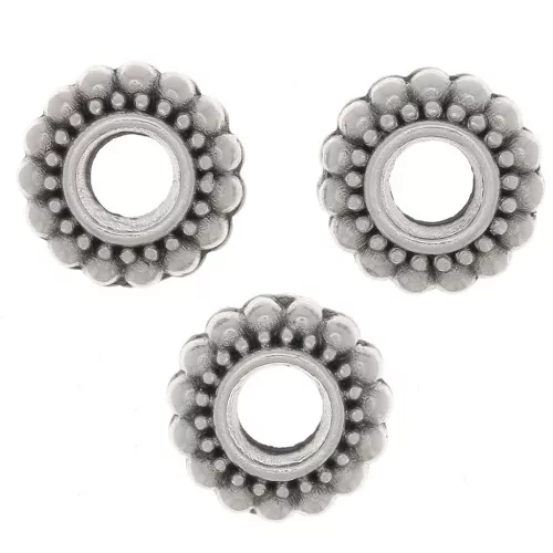 7mm Round beads worked - Antique silver plating x6