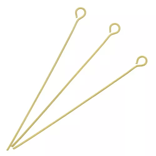 50x0.7mm 304 Stainless steel eye pins - Gold Tone x6