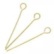 26x0.7mm 304 Stainless steel eye pins - Gold Tone x6