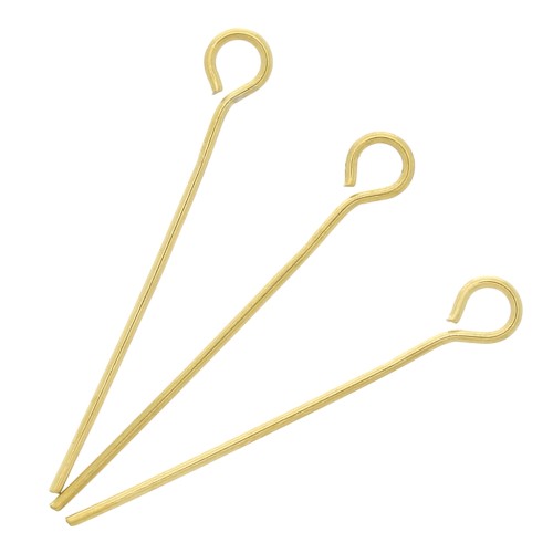 26x0.7mm 304 Stainless steel eye pins - Gold Tone x6
