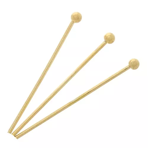 25x0.7mm 304 Stainless steel ball pins - Gold Tone x6