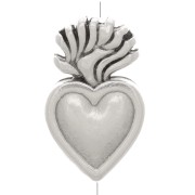 16x10mm Mexican Ex-voto heart bead - Antique silver plating x1|raw }}