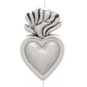 16x10mm Mexican Ex-voto heart bead - Antique silver plating x1