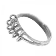 Ring with 10 loops Old silver tone