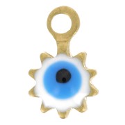 4mm Mini round charms - epoxy eye pattern - Gold Tone - White x10