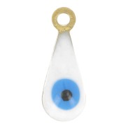 Charms - Eye pattern in epoxy resin - Gold Tone - White x5