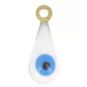 Charms - Eye pattern in epoxy resin - Gold Tone - White x5