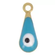 10.5x4mm Charms - Eye pattern in epoxy resin - Gold Tone - Turquoise x5