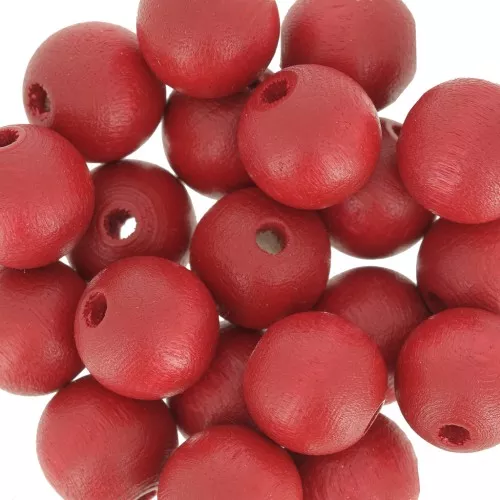 Wooden round beads 10mm Red x10