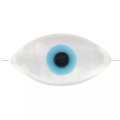 10x5mm Mother of Pearl Eye Bead - Natural - Blue x1