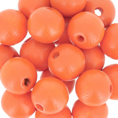 Wooden round beads 10mm Orange x10