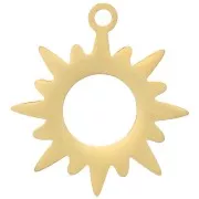 16x15mm 304 Stainless steel Hollow Sun Charm - Gold Tone x1