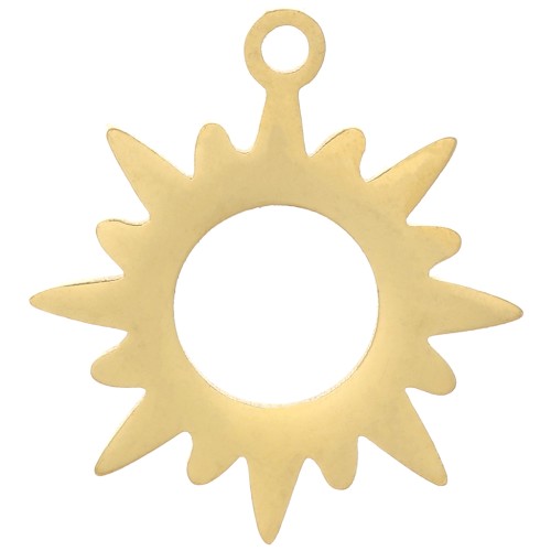 16x15mm 304 Stainless steel Hollow Sun Charm - Gold Tone x1