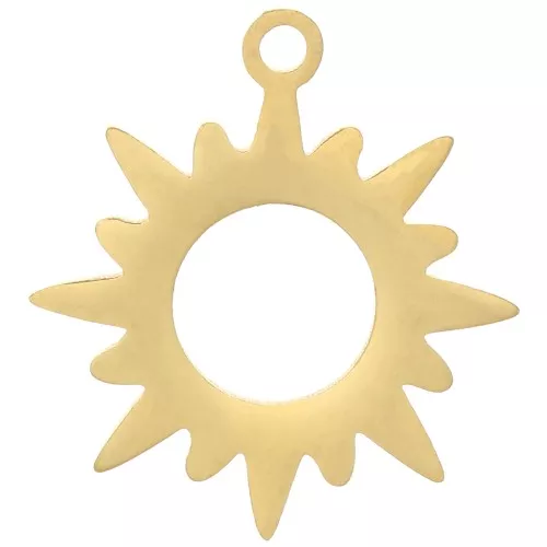 16x15mm 304 Stainless steel Hollow Sun Charm - Gold Tone x1